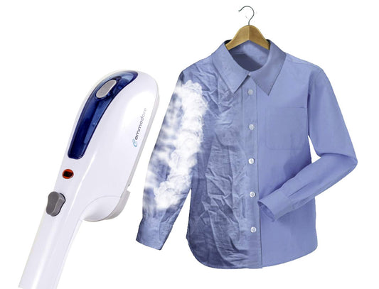 Jocca 6569 - steam brush, white and blue, for efficient garment steaming and wrinkle removal.