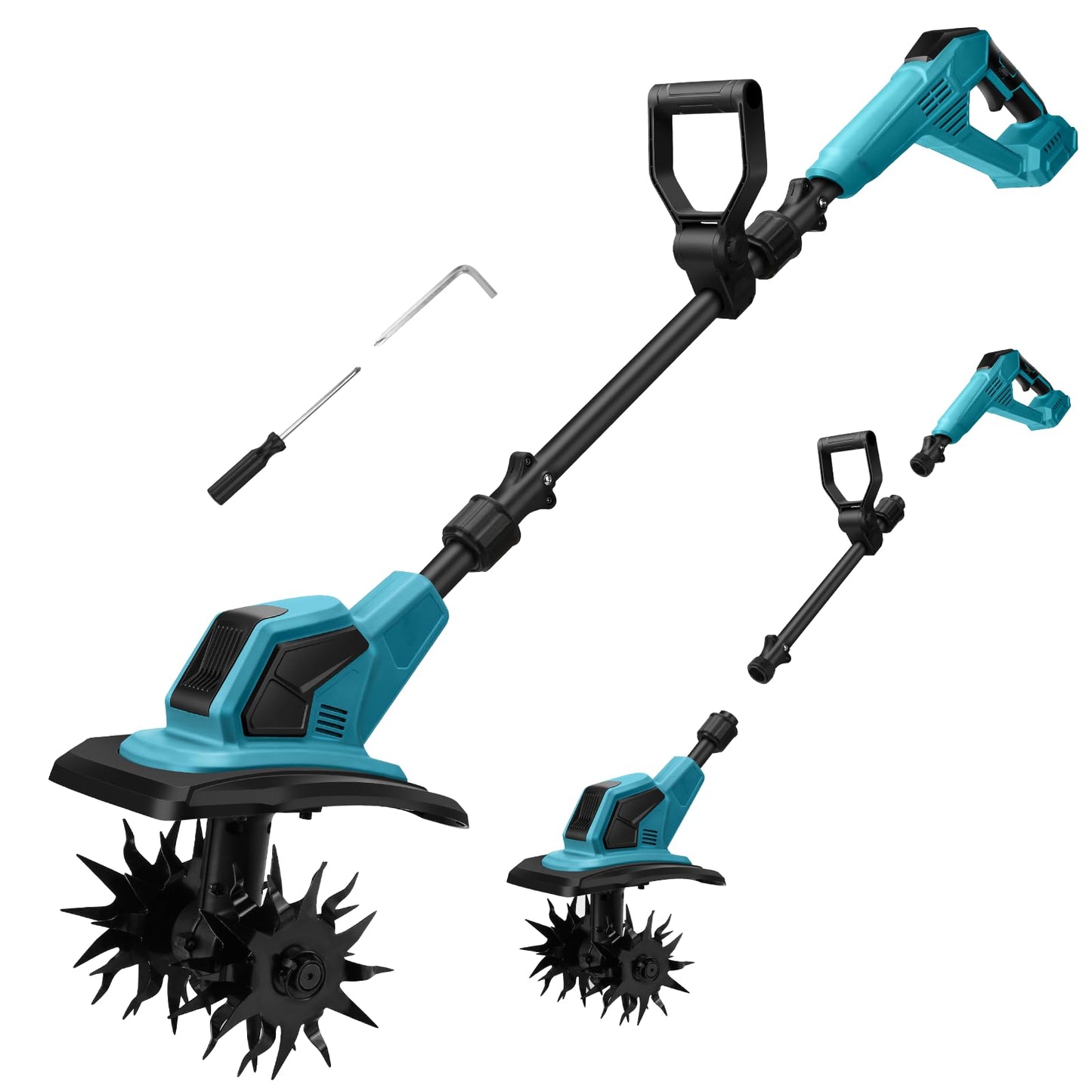 Akumulatora kultivators, saderīgs ar Makita 18V akumulatoru, 550W salokāma dārza frēze, 32cm darba platums, 18 cm dziļums, bez akumulatora