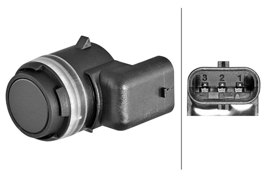 HELLA 6PX 358 270-431 Sensors, stāvvietas palīgs - 3-polu - uzstādīšana - krāsojams