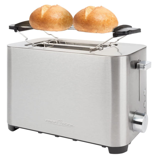 ProfiCook® tosteris | 2 šķēlīšu tosteris | Nerūsējošā tērauda korpuss | Plašs slots | Maizes uzlikums (noņemams) | Pakāpeniski regulējams brūnināšanas līmenis | Drupatu atvilktne | Kabeļa uzvīšana | PC-TA 1251