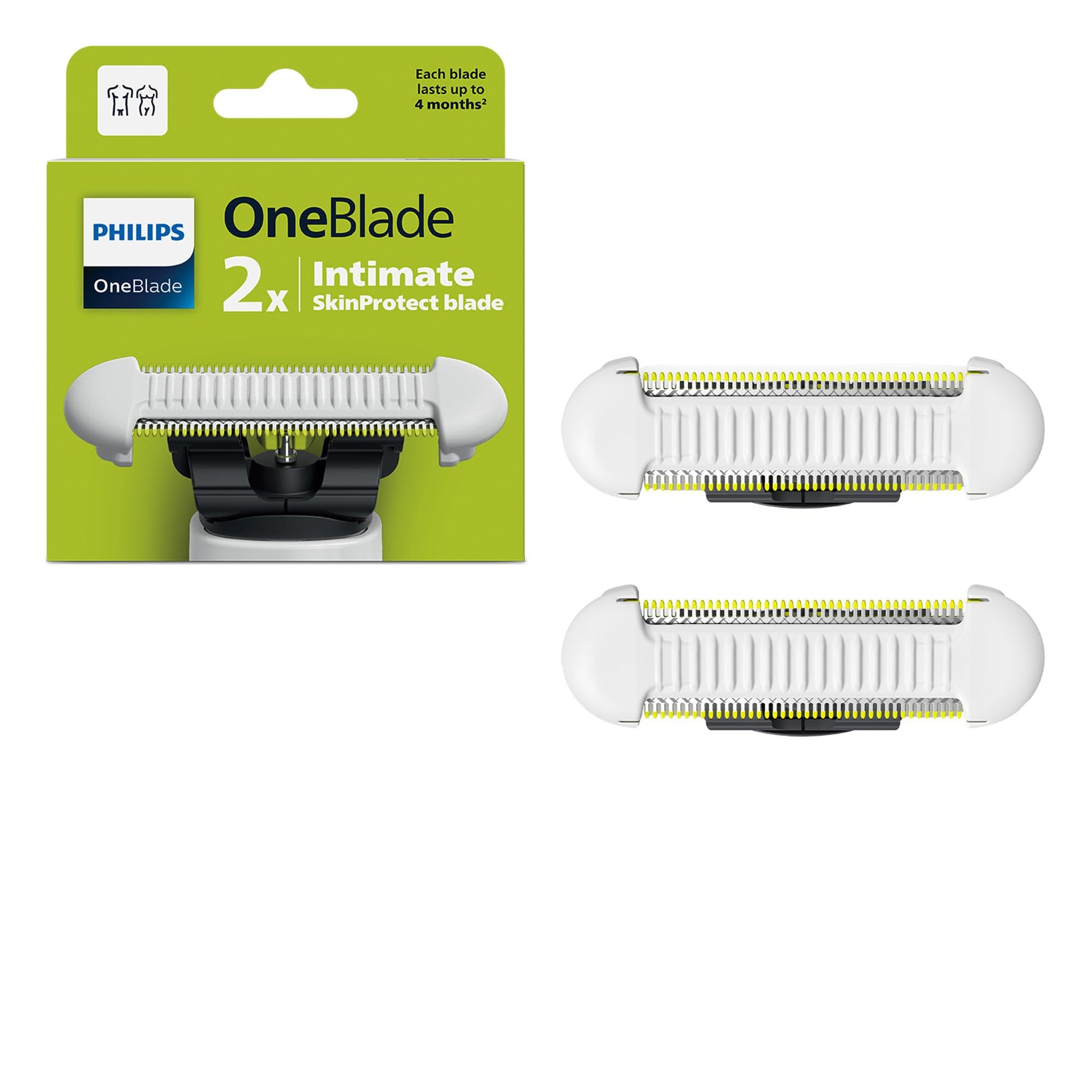 Philips OneBlade QP229/50 Skin Protect rezerves asmens, OneBlade elektriskajiem skuvekļiem un trimmeriem, izturīga nerūsējošā tērauda, griešana un skūšana ar papildu ādas aizsardzību, 2 gab.