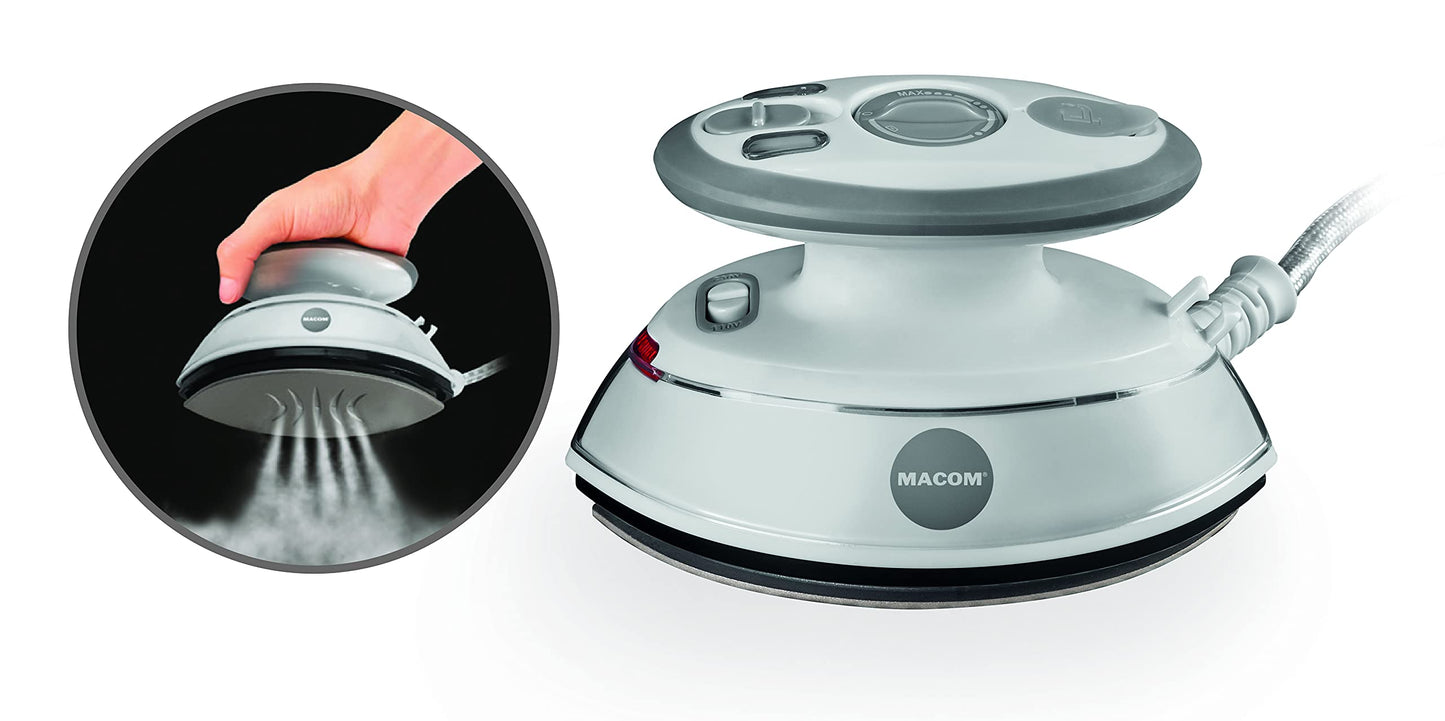 Macom Enjoy & Relax 876 Iron - Double steam tip for complete ironing, compact design, white/gray color.