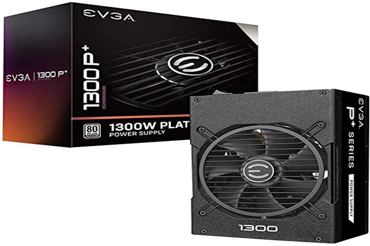 EVGA Supernova 1300 P+ - 80+ Platinum 1300W, fully modular, 10-year warranty, includes free power tester, black PSU.
