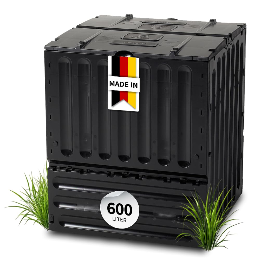 Kompostētājs GARANTIA ECO-King 600 Liter, melns, ērtai piepildīšanai