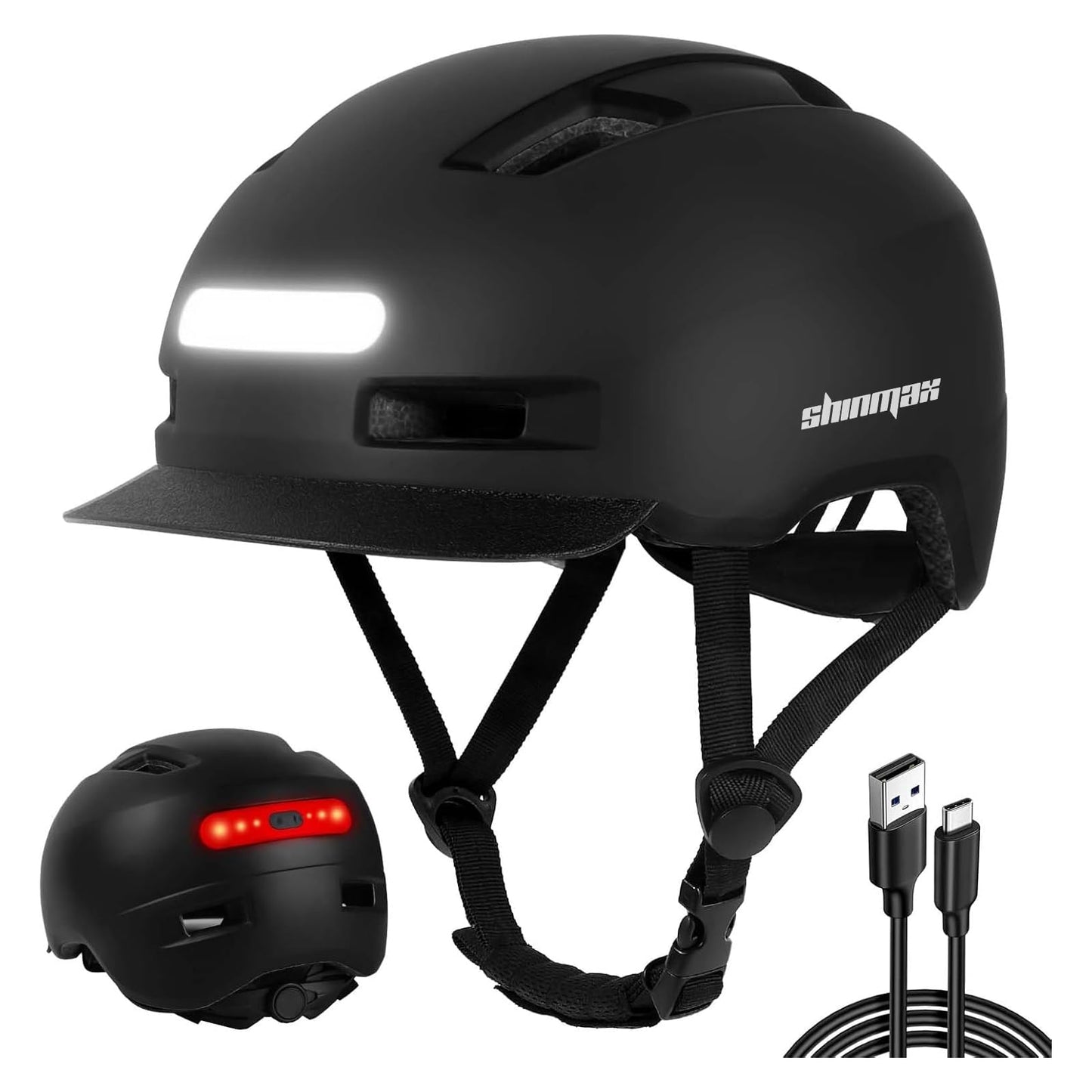 Fahijas ķivere ar gaismu Shinmax vīriešiem un sievietēm, USB uzlādējama