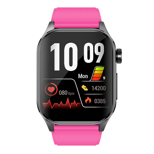 Knauermann PRO 3 (2024) Melns - Veselības viedpulkstenis ar EKG, HRV, SOS, AMOLED displeju, BT, miega apnoju, rozā siksniņu.