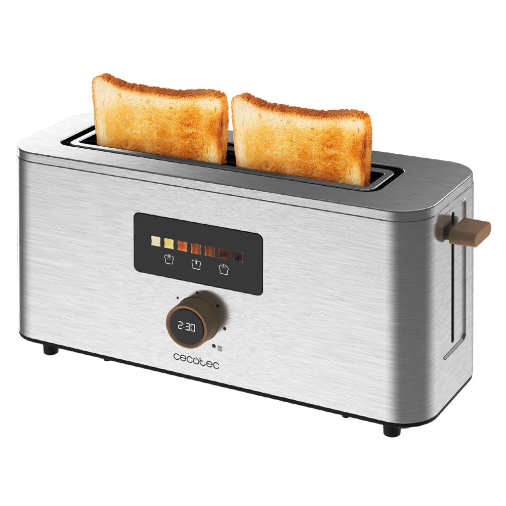 Cecotec vertikālais tosteris ar 1 garo slotu Touch&Toast Extra, 1000 W, 24 šķēles maizes, ekstra plats slots 3,5 cm, skārienekrāns un digitālais regulētājs, nerūsējošā tērauda apdare