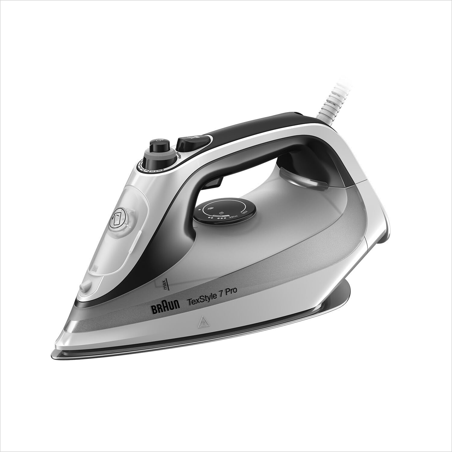 Braun TexStyle 7 Pro SI 7149 WB - Freeglide 3D soleplate, vertical steam, 2900 watts, white/black iron.