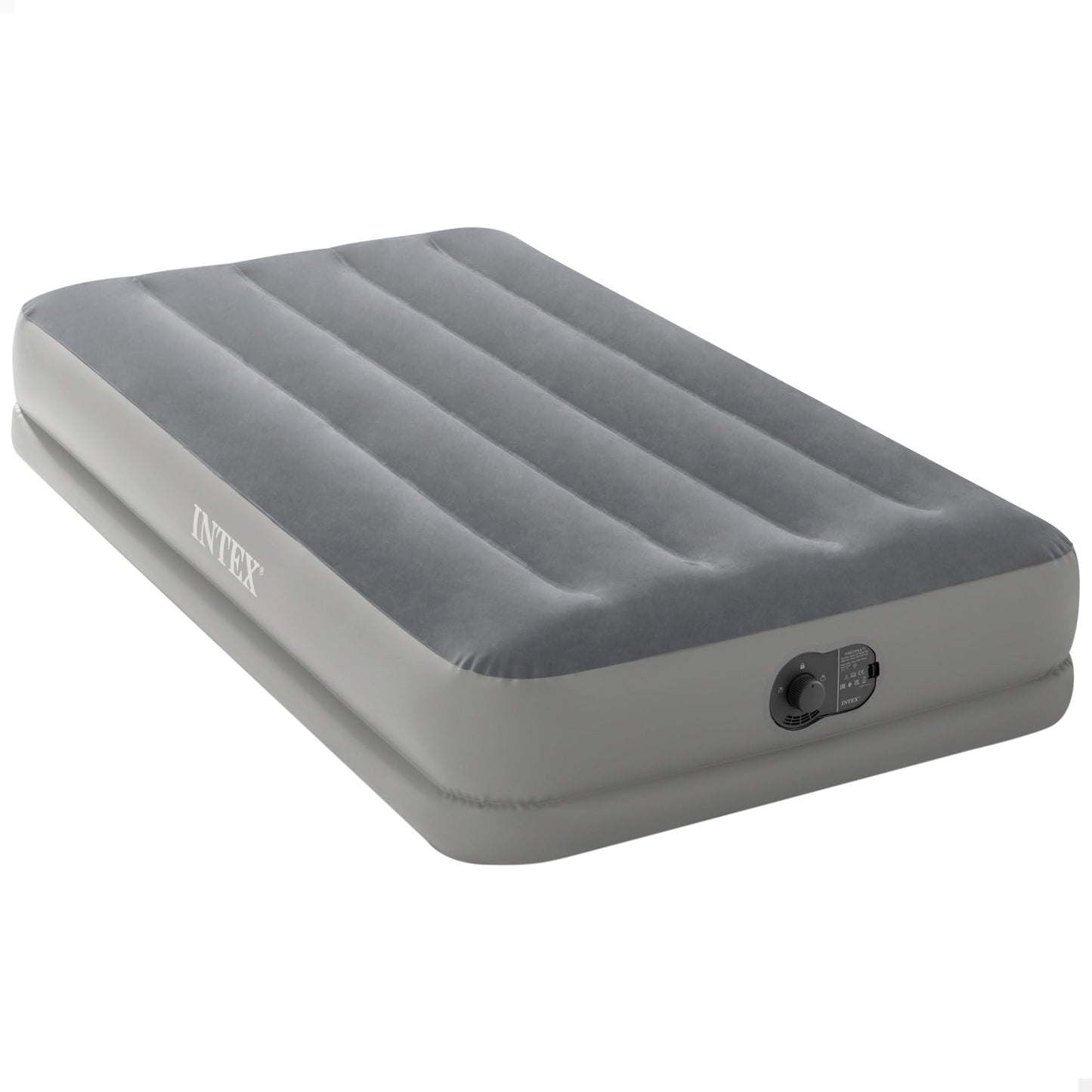 INTEX DuraBeam gaisa gulta 1 personai 99x191x30 cm, max. 136 KG, ar integrētu USB elektrisko pumpi, Fiber-Tech materiāls, viesu gulta, piepūšamais matracis, kempinga matracis (64112)