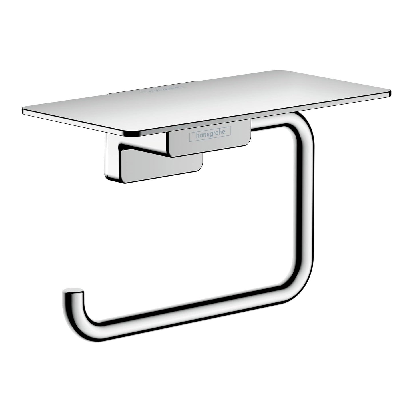 hansgrohe tualetes papīra turētājs ar plauktiņu AddStoris, sienas stiprināms WC papīra turētājs, hroms, 41772000