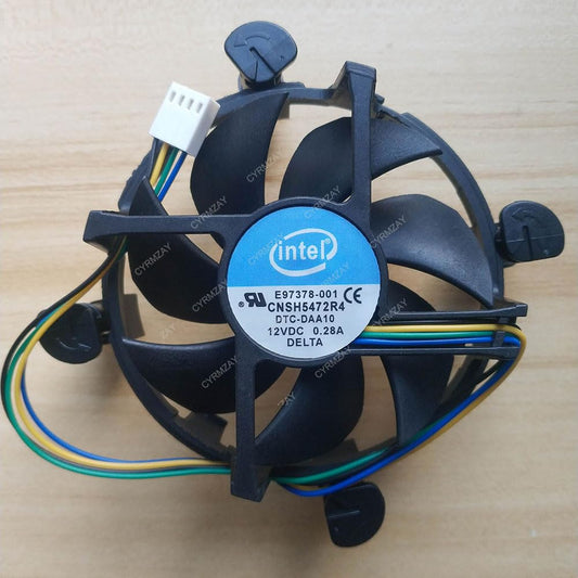 CYRMZAY 12V Cooling Fan - Intel E97378-001, 0.28A, 4-wire, model F90T12NS1B7-64A01C2, efficient airflow for cooling.