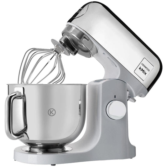 Kenwood kMix Editions KMX760CH virtuves mašīna, 5 l nerūsējošā tērauda bļoda, drošas lietošanas drošības sistēma, metāla korpuss, 1000 vati, ieskaitot 3 daļu konditorejas komplektu un izsmidzināšanas aizsargu, hroms