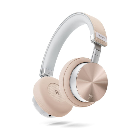 VONMÄHLEN Wireless Concert One - bezvadu austiņas ar ceļojumu futlāri, Micro-USB, Aux kabeli, kabeļu pārvaldību, Roze Zelta