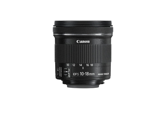 Canon EF-S 10-18mm F4.5-5.6 IS STM ultra plaša leņķa objektīvs (67mm filtra vītne) melns