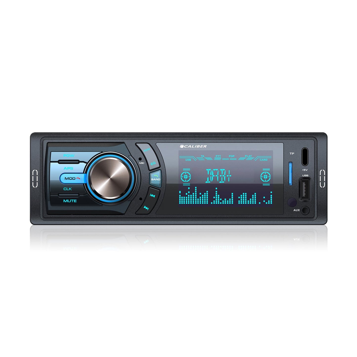 Autoradio Caliber DAB Plus & Bluetooth, 1-DIN, brīvroku sistēma, 85mm montāžas dziļums, 4x75W, Multicolour, ar DAB+ antenu un mikrofonu (RMD057DAB)