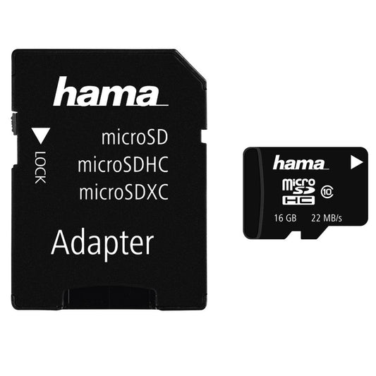Hama klase 10 16GB microSDHC atmiņas karte ar SD adapteri