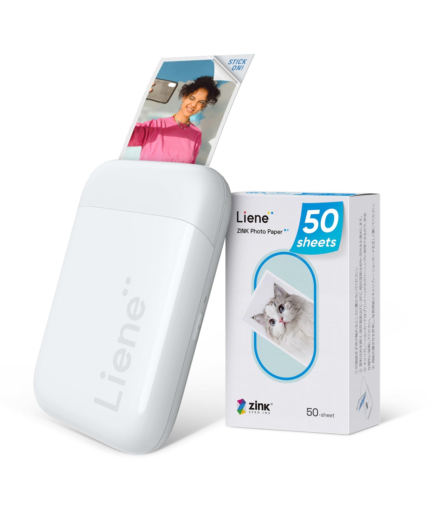 Liene Pearl K100 mini foto printeris viedtālrunim (5x7,6cm) ar 50 pašlīmējoša Zink fotopapīra lapām, 300DPI Bluetooth momentfoto printeris, saderīgs ar iOS un Android, iebūvēts akumulators