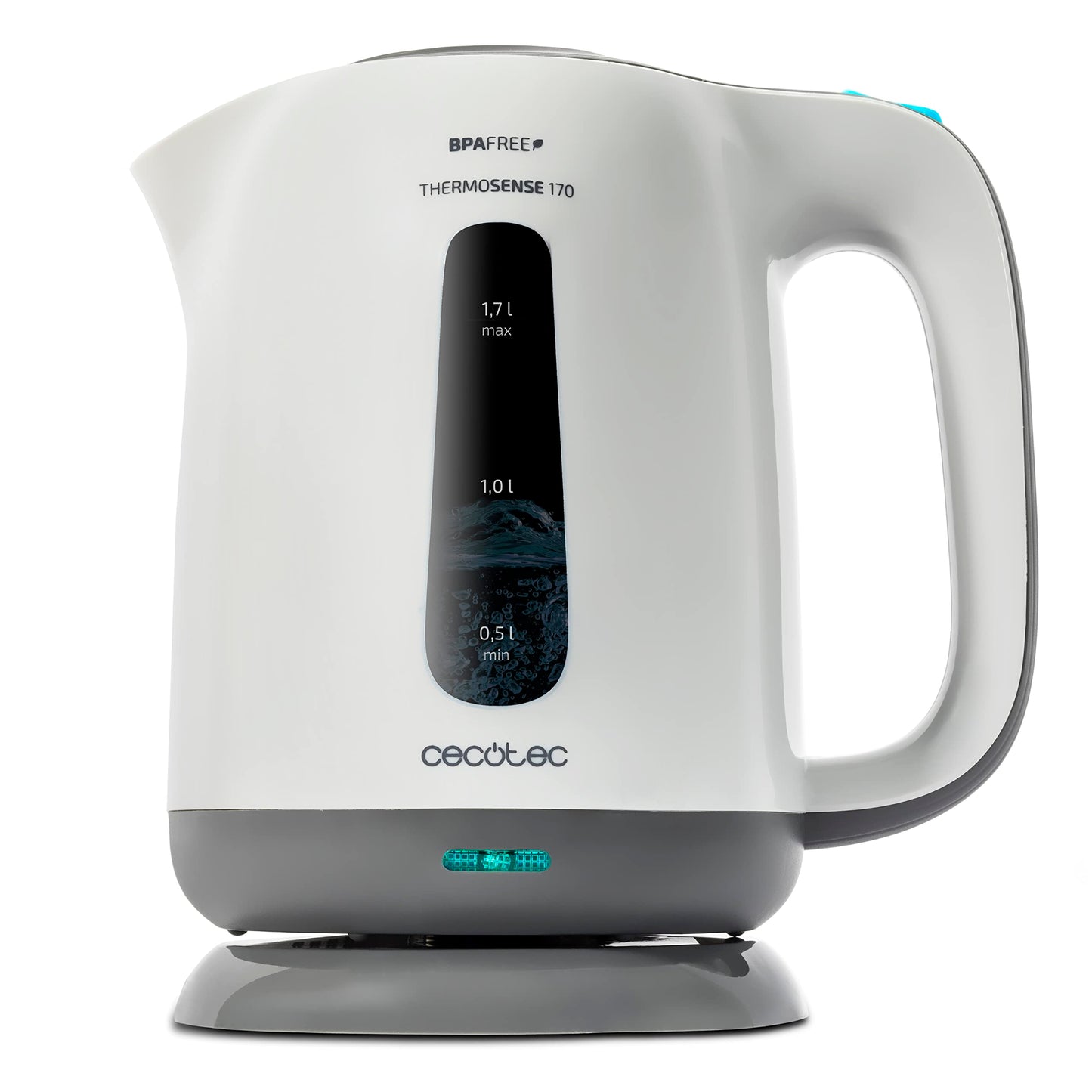 Cecotec ThermoSense 170 - 1.7L capacity, BPA-free, removable limescale filter, double safety system.