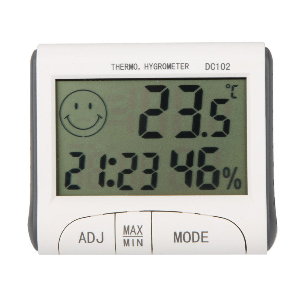 Mini LCD iekštelpu termometrs Gellvann, digitāls termometrs-higrometrs ar temperatūras, mitruma un pulksteņa rādījumu, galda laikstacija ar magnētu un statīvu