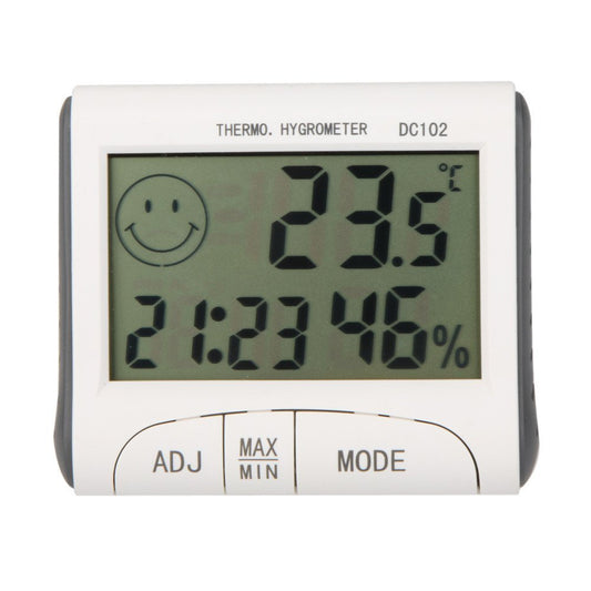 Mini LCD iekštelpu termometrs Gellvann, digitāls termometrs-higrometrs ar temperatūras, mitruma un pulksteņa rādījumu, galda laikstacija ar magnētu un statīvu