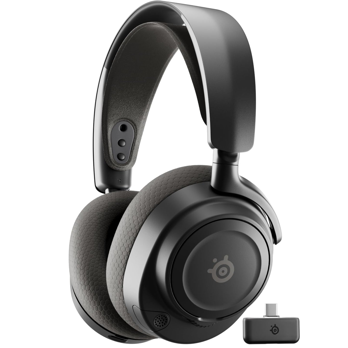 Bezvadu spēļu austiņas SteelSeries Arctis Nova 7 Wireless Gen 2 vairākām platformām – vadība lietotnē reāllaikā, vairāk nekā 50 stundu akumulatora darbība, 2,4 GHz un Bluetooth vienlaikus, PC, PS5, PS4, Switch 1/2, mobilajām ierīcēm