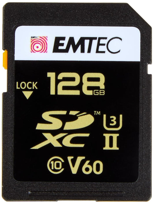 Emtec SpeedIN Pro+ SD 128GB - SDXC UHS-II U3 V60, Full HD, 4K, 8K, 300MB/s read, 160MB/s write speeds