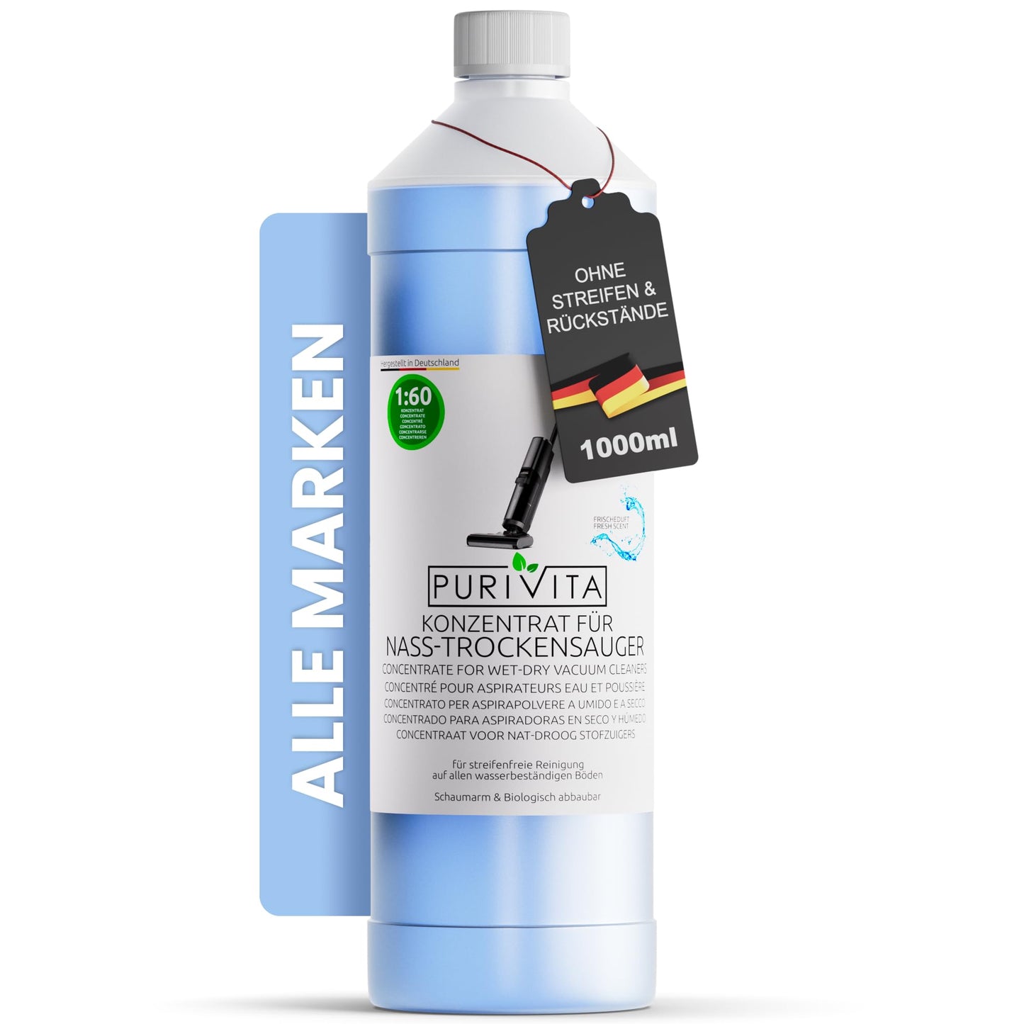 PURIVITA® Sūcējmazgātāja tīrīšanas koncentrāts, slapjajam putekļsūcējam 1L, svaigs aromāts