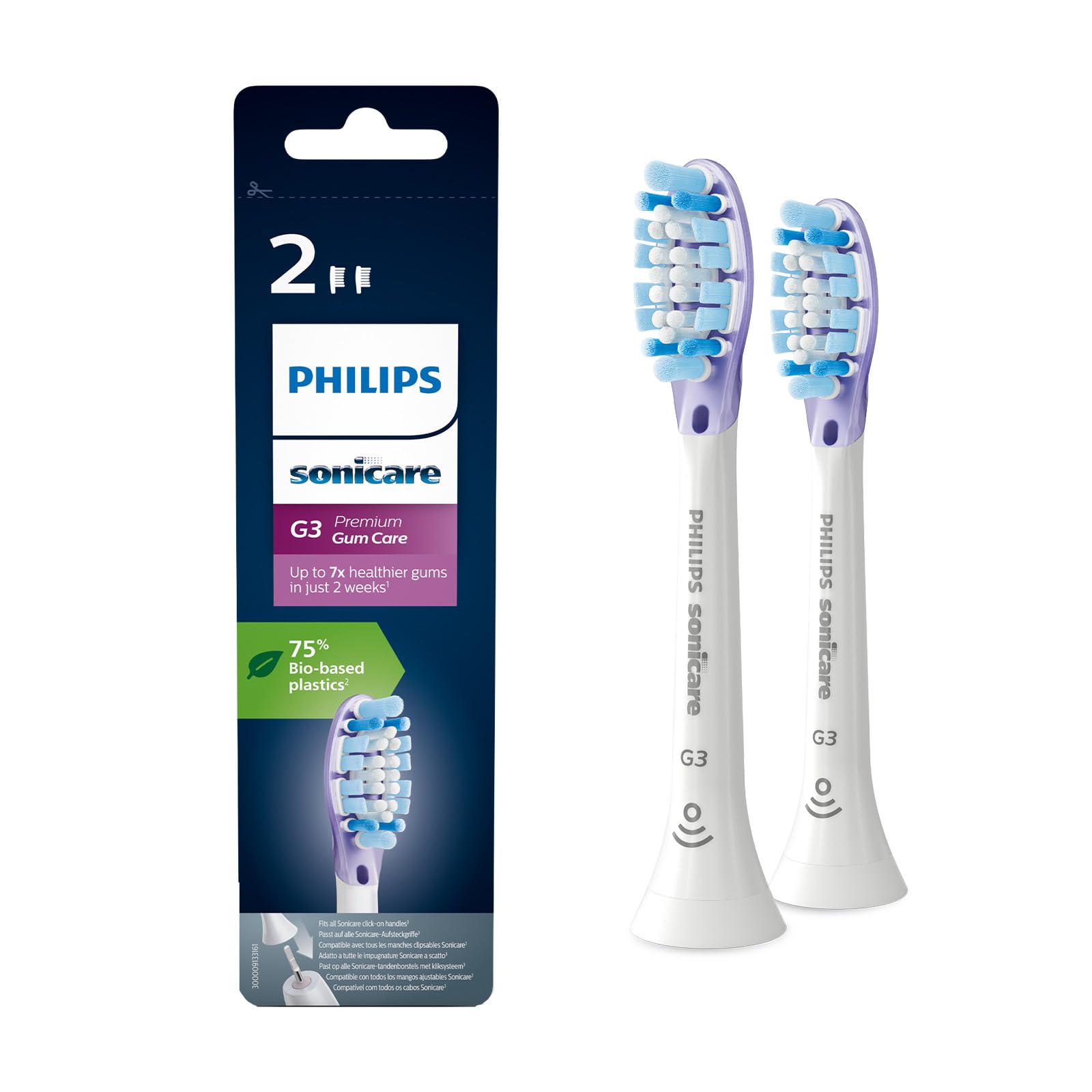 Philips Sonicare Original G3 Premium Smaganu Kopšanas Standarta Elektriskās Zobu Suku Galviņas - 2 gab. baltā krāsā (modelis HX9052/17)