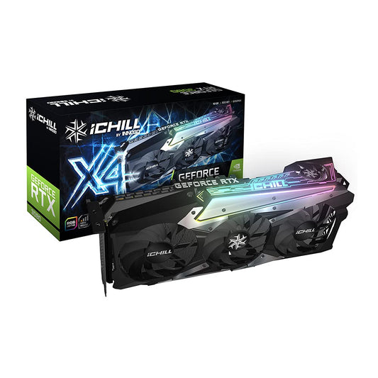 Inno3D GeForce RTX 3080 ICHILL X4 LHR - 10GB GDDR6X, advanced cooling, high-performance gaming graphics card.