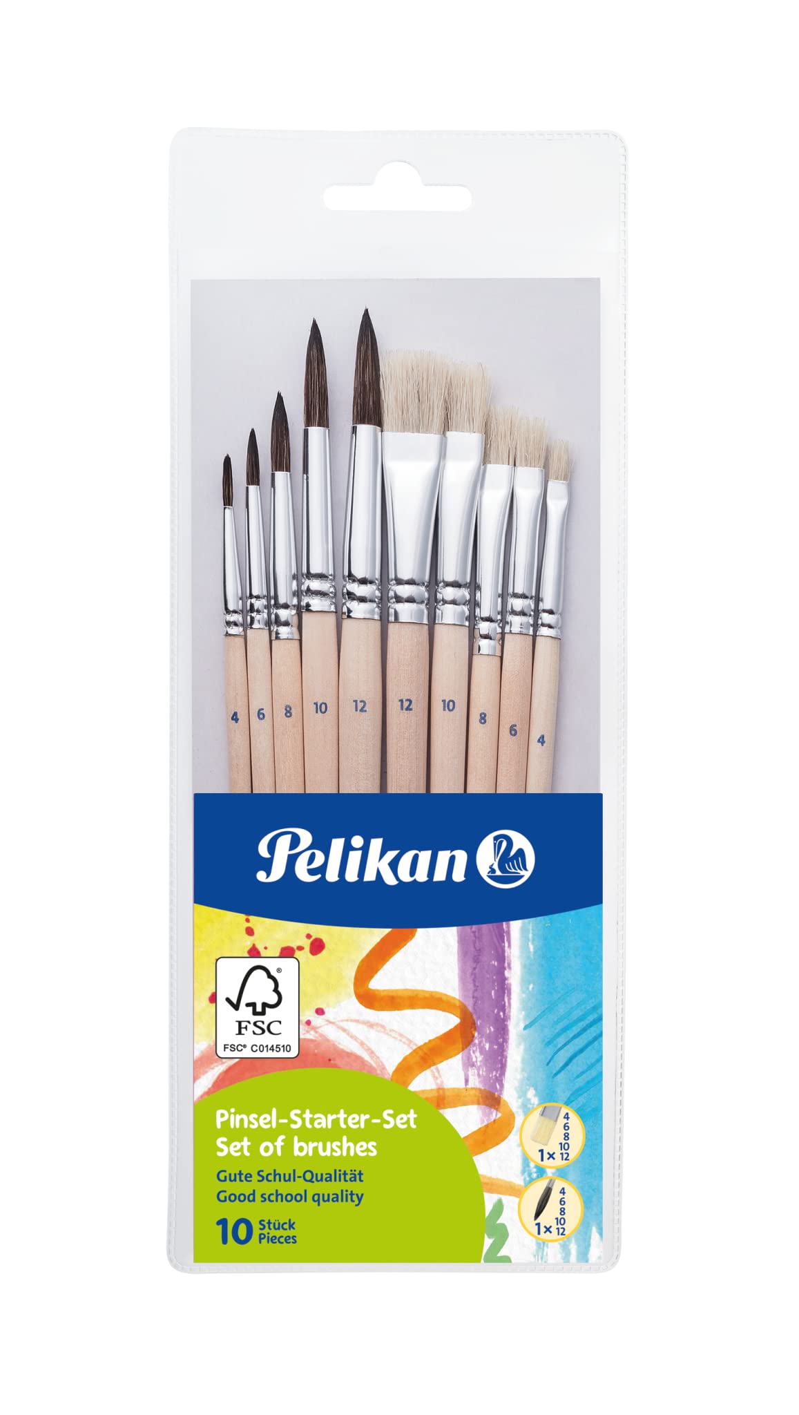 Pēcensļi Pelikan Starter-Set ar 5 matu un 5 saru otām, skolai, 10 gab.