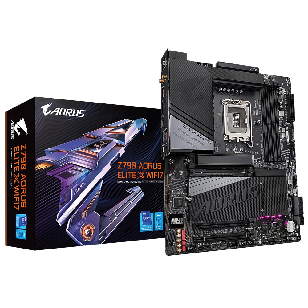 GIGABYTE AORUS Z790 ELITE X WIFI7 - High-performance motherboard with Wi-Fi 7, advanced cooling, and customizable RGB lighting.
