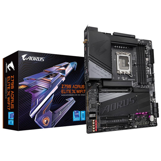 GIGABYTE AORUS Z790 ELITE X WIFI7 - High-performance motherboard with Wi-Fi 7, advanced cooling, and customizable RGB lighting.