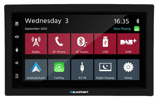 Blaupunkt Rotterdam 600 DAB, 2-DIN auto multimediji, 7 collu skārienekrāns, CarPlay, Android Auto, DAB+, Bluetooth, brīvroku ierīce, USB, atpakaļgaitas kameras ieeja, ekvalaizers, 180 vati