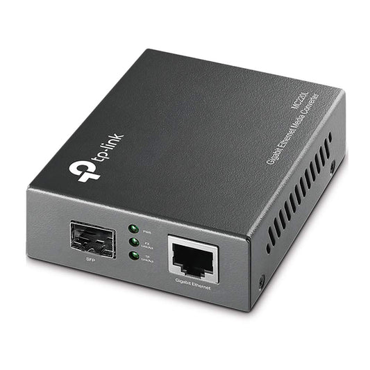 Gigabit Ethernet mediju pārveidotājs TP-Link MC220L, 802.3ab, 802.3z, Hot-Swap, līdz 0,55 Km multimoda šķiedrai un 10 Km vienmoda šķiedrai, melns metālisks, 1000Mbit/s