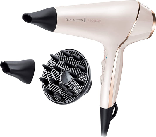 Remington matu fēns Profi Ionen PROluxe (2400W, 150km/h, 3 stila uzgaļi, OPTIheat tehnoloģija ilgstošiem stila rezultātiem, jonu kopšana - pret frizēšanu, ilgmūžīgs AC motors) AC9140