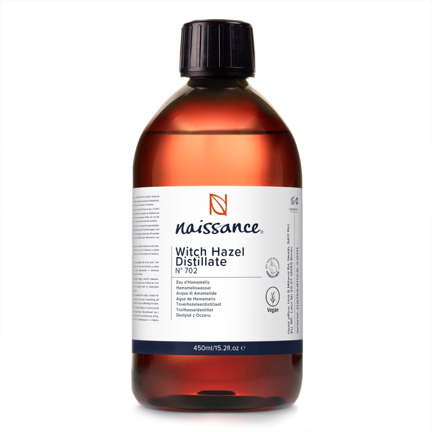 Hamamelis ūdens bez alkohola Naissance Nr. 702 450ml - destilāts, hamamelis ekstrakta toniks, burvjulazdas hidrolāts, sejas ūdens