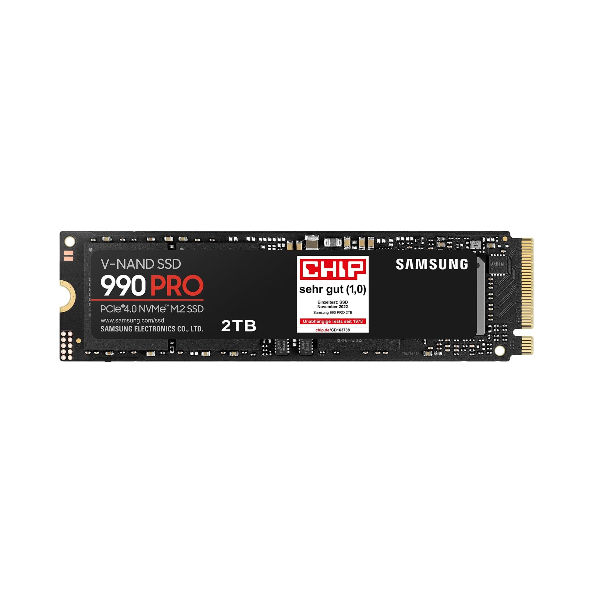 Samsung 990 PRO NVMe M.2 SSD - 2 TB, PCIe 4.0, 7,450 MB/s read, 6,900 MB/s write, ideal for gaming and video editing, black.