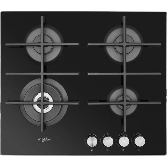 Whirlpool GOWL628NB iebūvējamais gāzes plīts, 60 cm plats, 4 degļi, 59 cm plats, melns