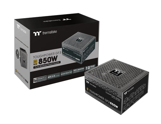 Thermaltake Toughpower GF3 850W - PCIe Gen 5.0, 80-Plus Gold, fully modular, quiet 140mm fan, EU certified.
