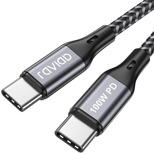 RAVIAD 100W USB C kabelis 1M, PD 5A ātrās uzlādes kabelis USB C uz USB C