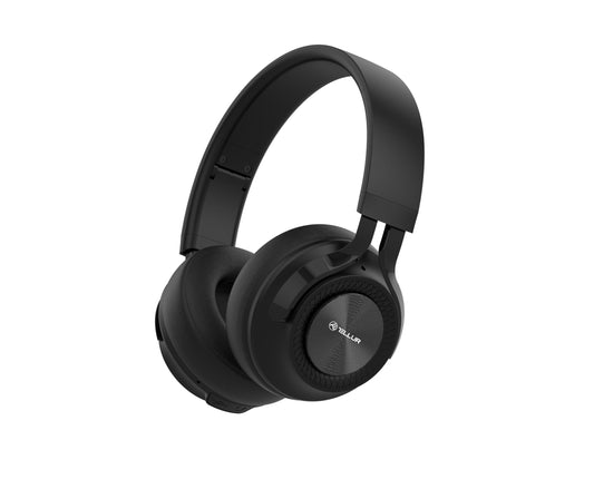 TELLUR Feel Bluetooth austiņas - BT v5.3, 15h, USB C, mikrofonu, izcils bass, mīksts dizains, salokāmas, melnas.