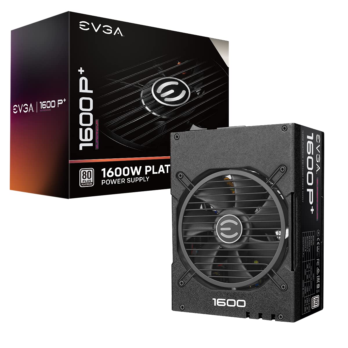 EVGA Supernova 1600 P+ Power Supply - 80 Plus Platinum, 1600W, fully modular, 10-year warranty, includes self-test tester.