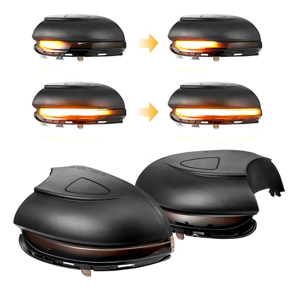 AUTO-STYLE LED sānu spoguļu mirgošanas gaismas komplekts, saderīgs ar Volkswagen Jetta VI 2011- & Eos 2009- & Passat 3C 2011-2014 & CC 2008- & Beetle 2011- & Scirocco 2008- - dūmu - ar dinamisku gaismas plūsmu