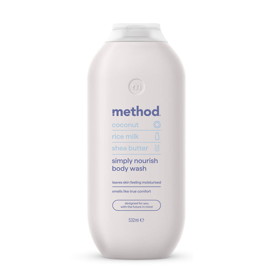 Dušas želeja method Simply Nourish, kokosriekstu un rīsu piena aromāts, 532 ml