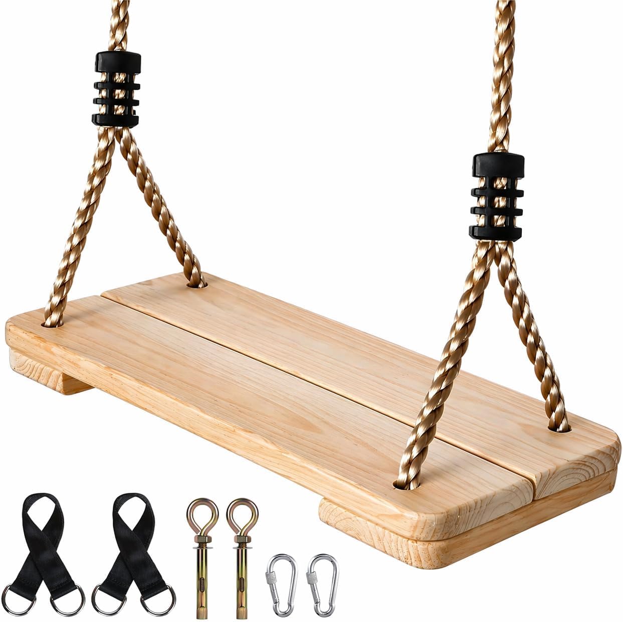EXTFANS Holz Schaukel Outdoor/Indoor | Stabile Familienecke bis 160kg