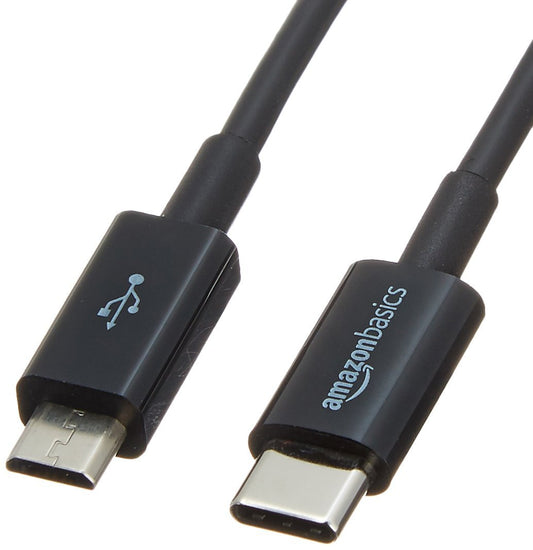 USB-C uz Micro USB Type B, USB 2.0, 0.9 m, melns