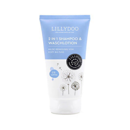 Bērnu šampūns un mazgāšanas losjons 2in1 LILLYDOO, bez smaržvielām un krāsvielām, 150 ml