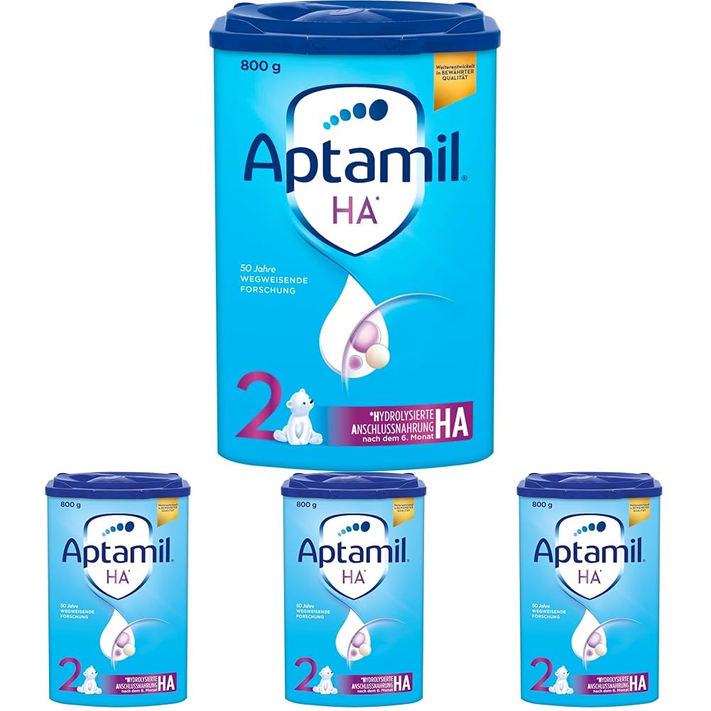 Aptamil HA 2 turpinājuma maisījums pēc 6. mēneša, ar Omega 3 un 6, DHA, ARA un ALA, tikai laktoze, bez palmu eļļas, zīdaiņu uzturs, piena pulveris, 1x 800g (4 iepakojumu komplekts)