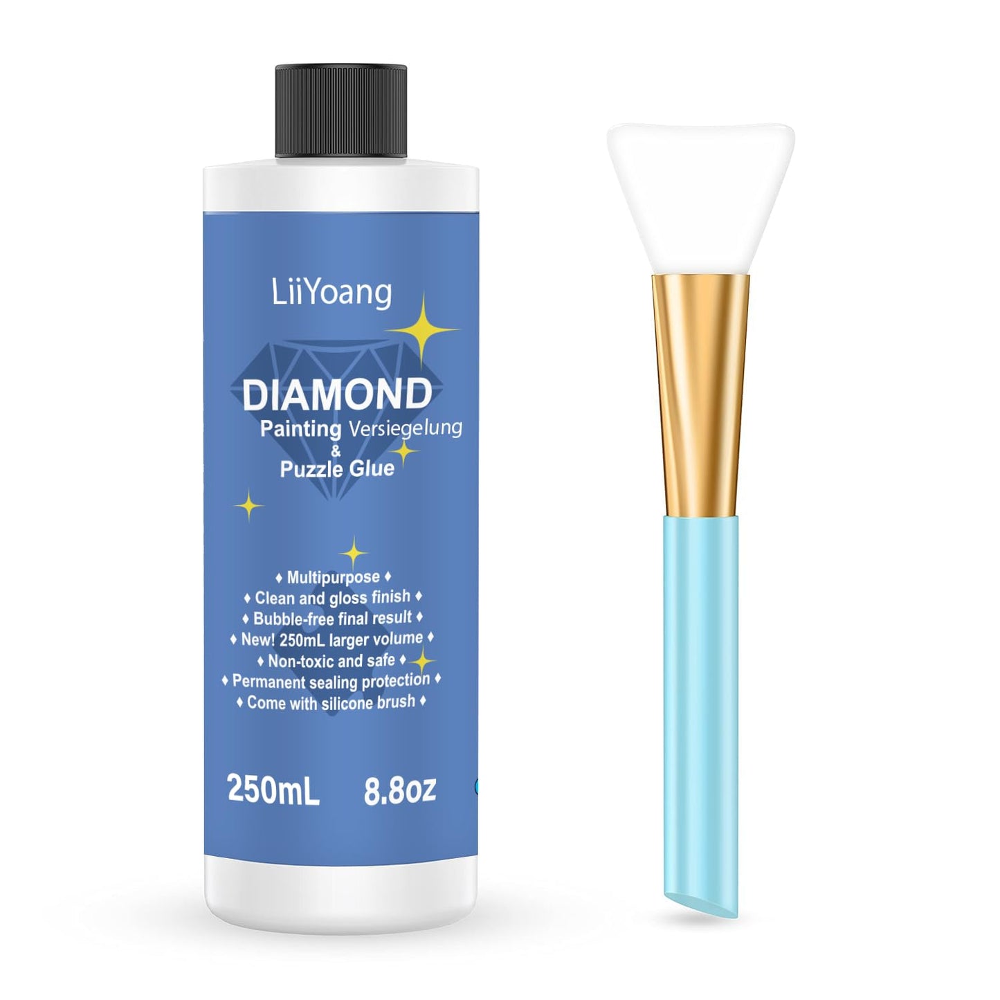 Diamond Painting fiksators 250ml, caurspīdīga Diamond Painting līme mirdzošiem attēliem un stingrai akmentiņu noturībai, Diamond Painting piederumi