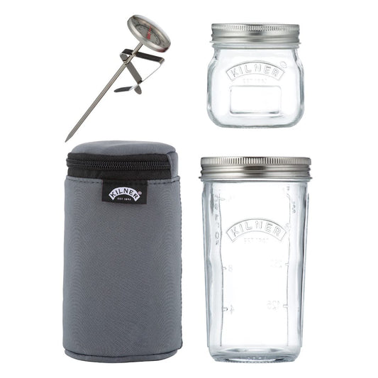 KILNER Jogurta pagatavošanas komplekts - 500 ml, ietver jogurta burku un piederumus, ideāls mājas jogurta pagatavošanai.